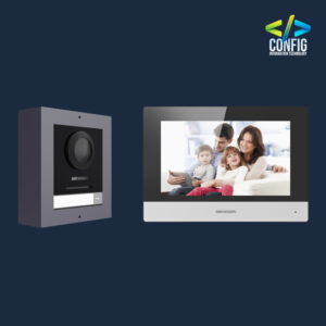 HIKVISION Video Intercom KIT 1PC DS-KD8003-IME1/Surface, 1PC DS-KH6320-WTE1 and 1pc 4 port standard PoE switch and 1pc 16GB TF card - Must be cable is CAT6.